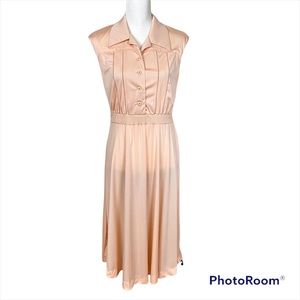 Vintage peach shirt dress maxi sleeveless